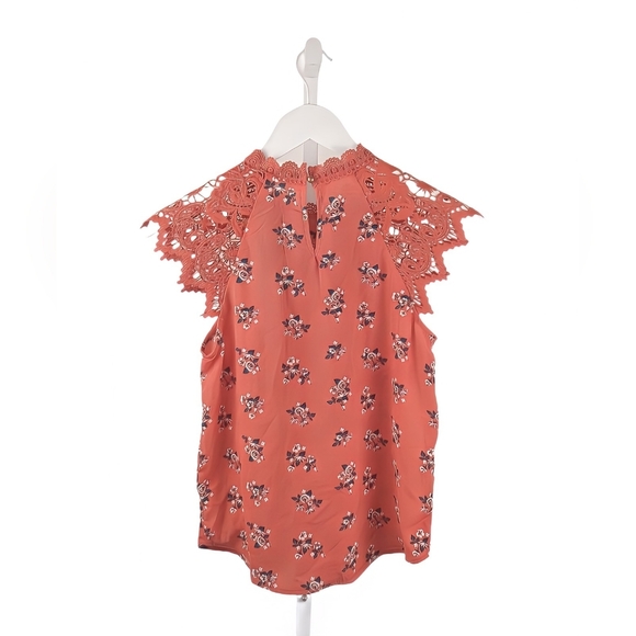 NWOT Chance Or Fate Burnt Orange Floral Lace Relaxed Fit Blouse S - Picture 2 of 7